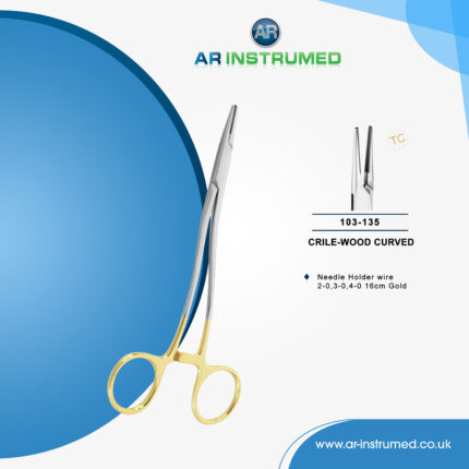 Needle Holder Crile-Wood Curved wire 2-0,3-0,4-0 16cm (TC) Gold